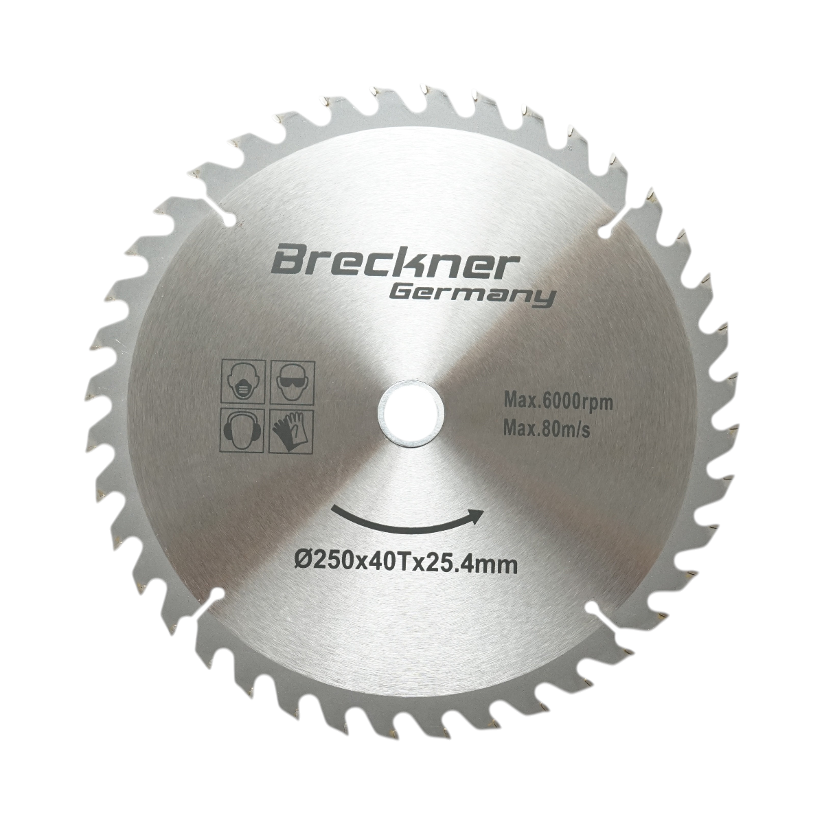 Disc circular vidia pentru lemn 250x25.4mm, 40 dinti, turatie maxima 6000rpm Breckner Germany