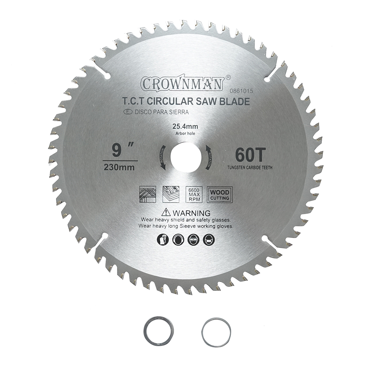 Disc circular vidia pentru lemn 230x25.4mm, 60 dinti, turatie maxima 6600rpm Crownman