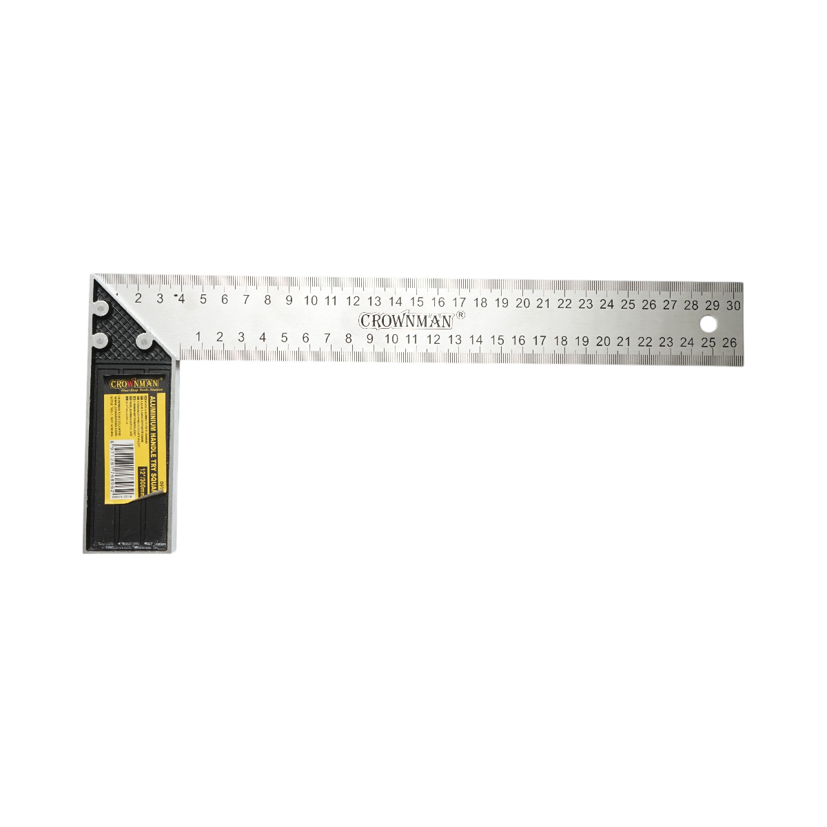 Echer tamplarie profesional 300mm/12 inch, maner aluminiu, rigla otel carbon Crownman