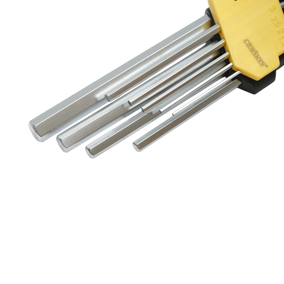 Set 9 chei imbus hexagonale 1.5-10mm cu brat lung profesional Cr-V Crownman – imagine 4