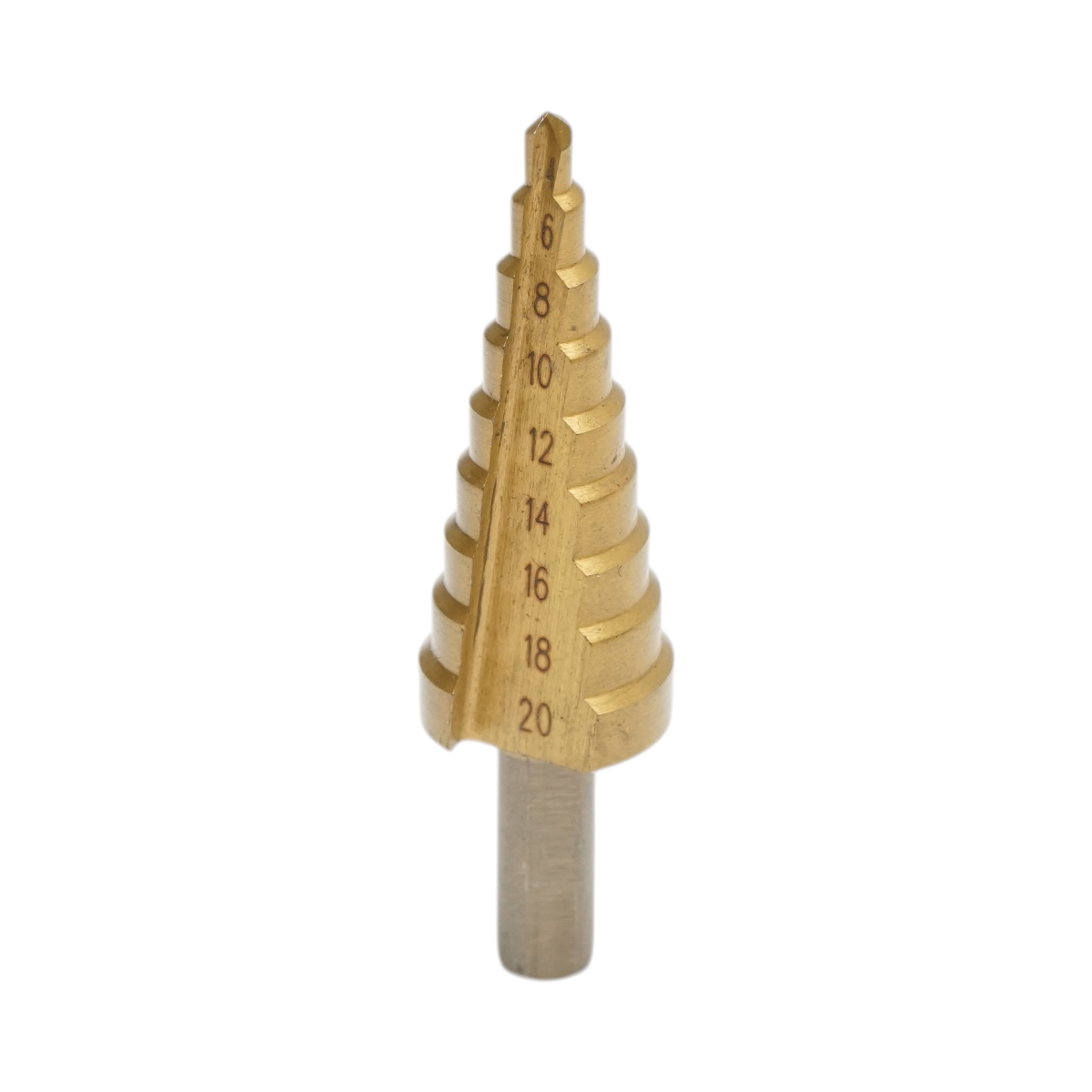 Burghiu conic in 9 trepte 4-20mm din otel 4241 HSS pentru metal, aluminiu, lemn, plastic, alama
