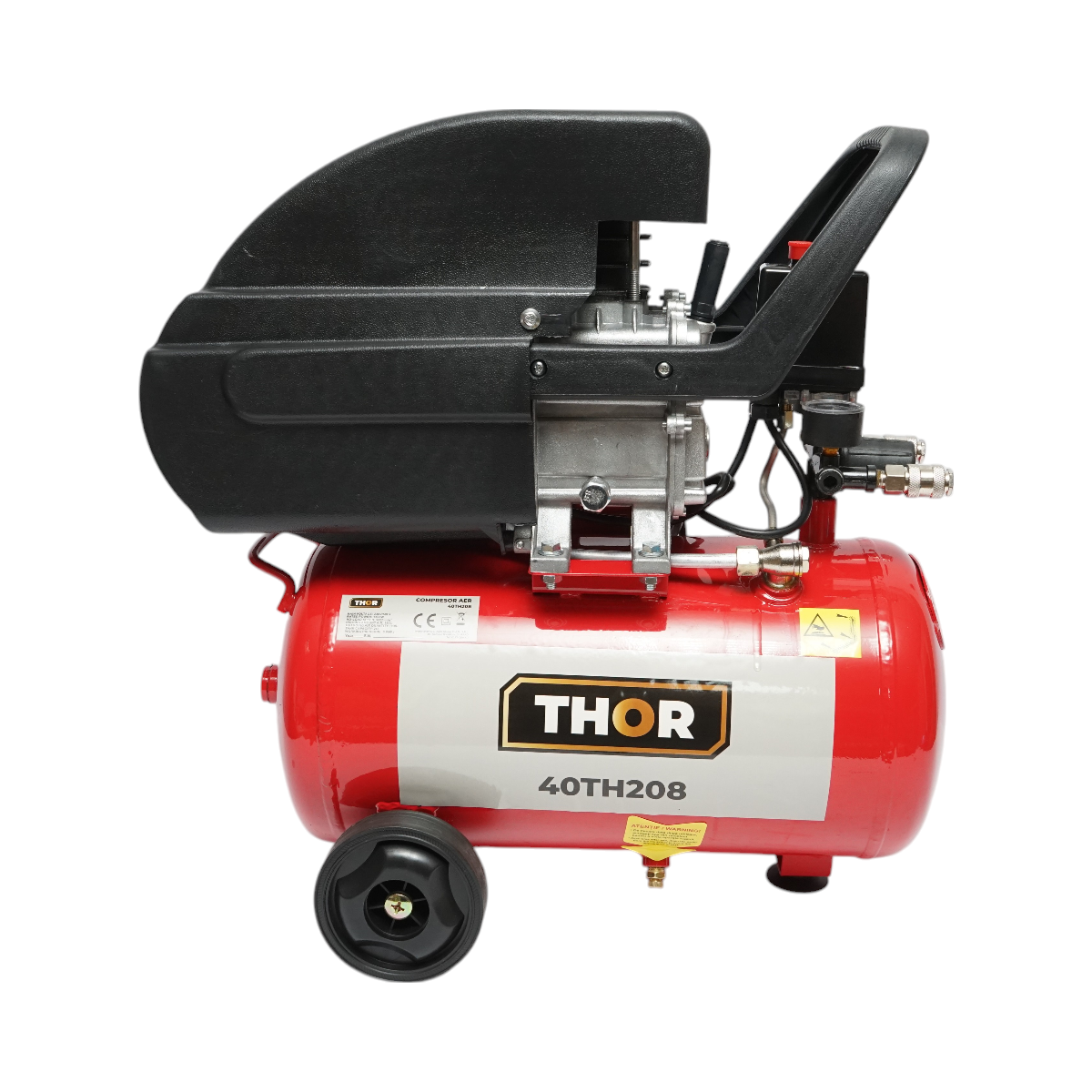 Compresor aer 24L, putere motor 1.5KW/2CP, presiune maxima 8 bar, volum aer aspirat 195L THOR – imagine 2