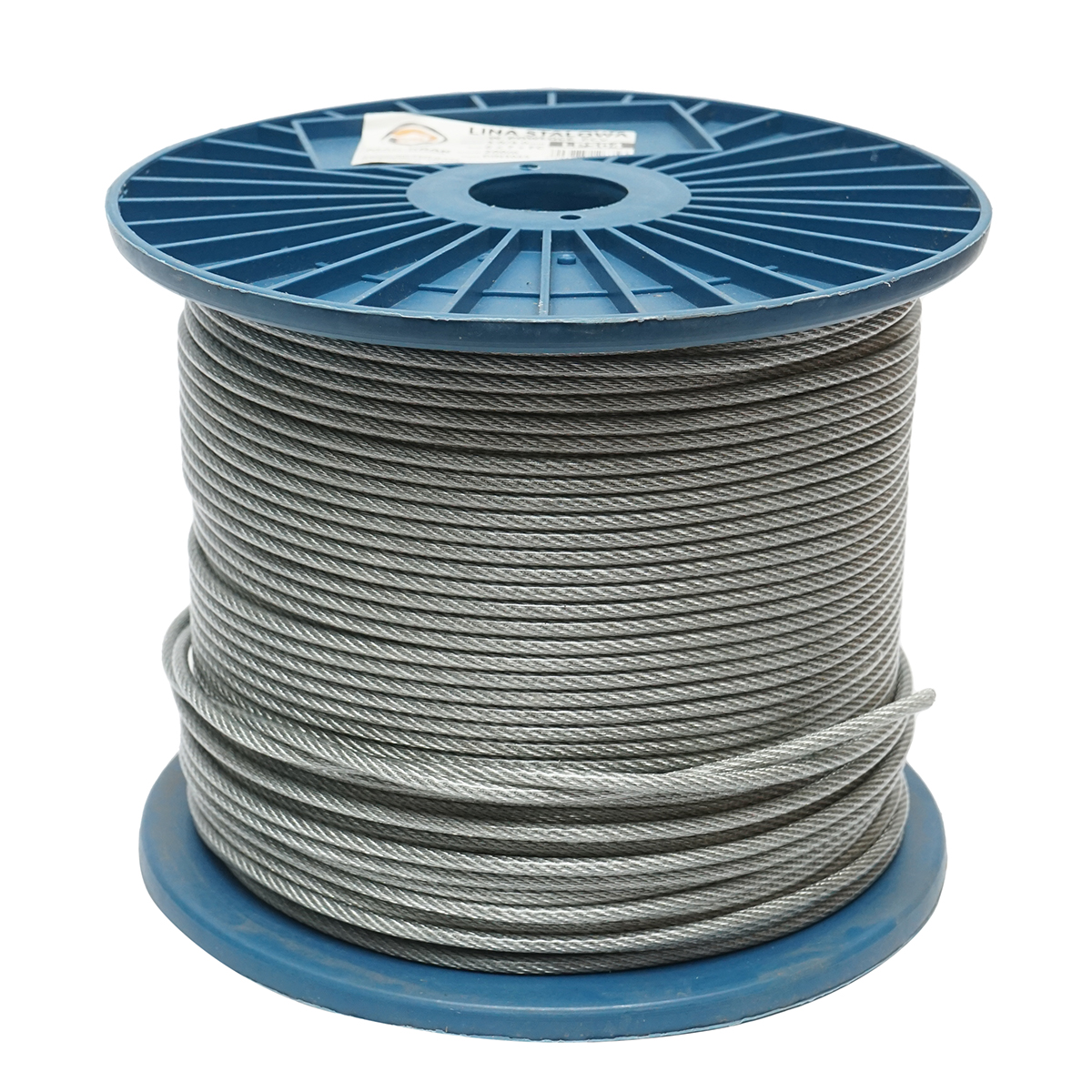Cablu otel galvanizat cu invelis PVC 4mm, fire 6x7+FC, sarcina maxima 539Kg, greutate 8.08Kg, 200m/rola