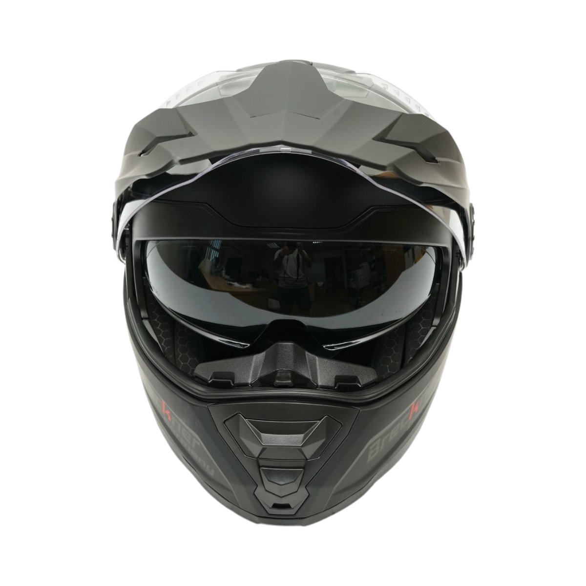 Casca motocross integrala negru mat cu viziera transparenta si ochelari de soare, marimea L Lion Matt Black Breckner Germany – imagine 5