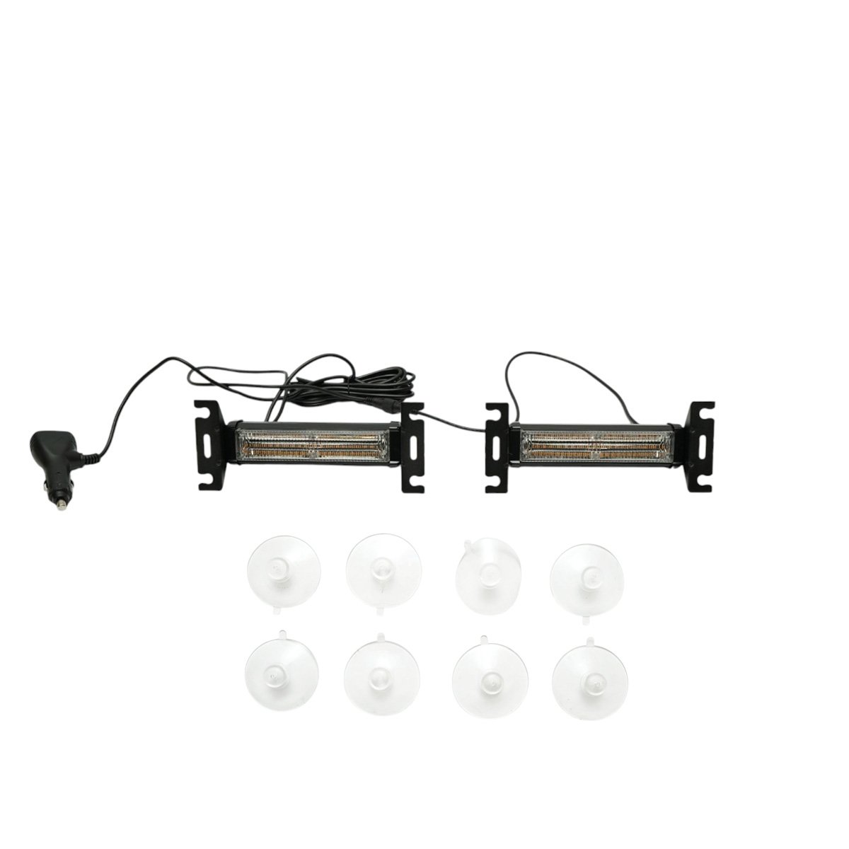 Set 2 lampi LED galbene 12V, 18W, 17 moduri stroboscopice, prindere cu ventuze, carcasa aluminiu 165x42x42mm Breckner Germany