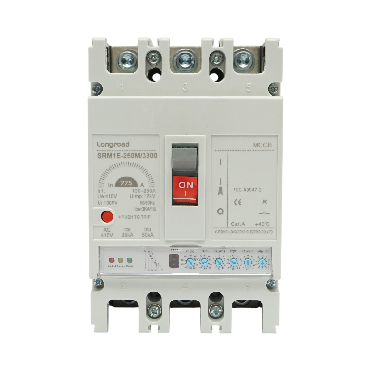 Intrerupator automat de putere MCCB 3P 415V AC, 225A, 50kA, reglabil 100-250A, SRM1E-250M/3300 Longroad