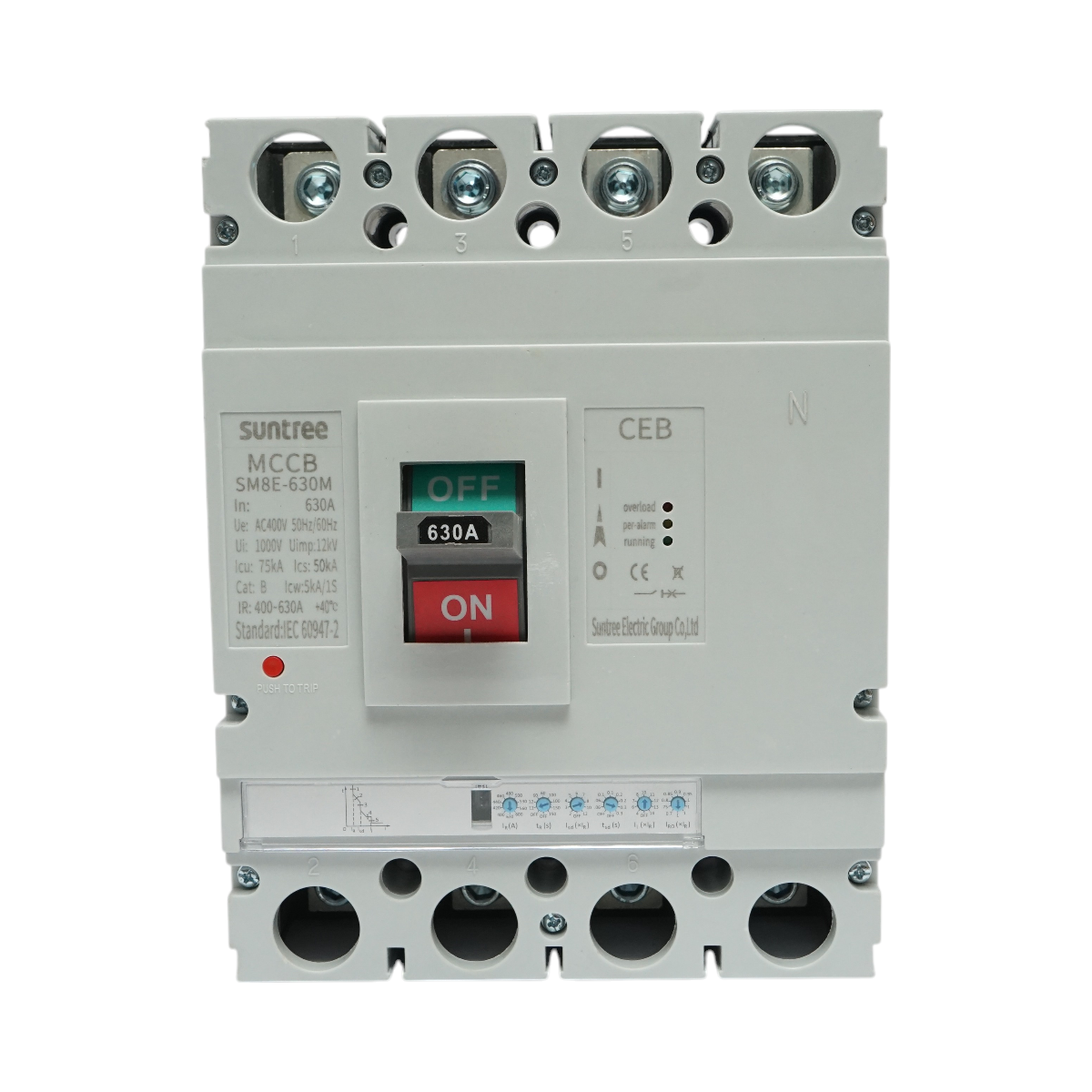 Intrerupator automat de putere MCCB 400V AC, 4P 630A, SM8E-630M Suntree
