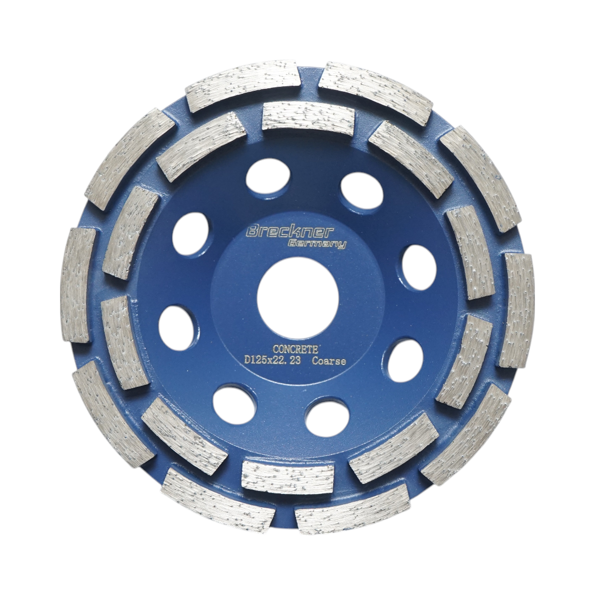 Disc diamantat segmentat tip cupa 125x22.23, dublu rand grosier, standard CONCRETE pentru slefuire beton, piatra, mozaic Breckner Germany