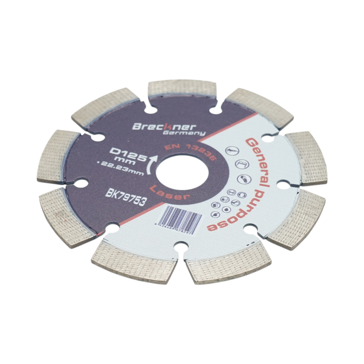 Disc diamantat segmentat 125x22.23mm, segment 12mm pentru beton, pavele, mozaic, boltari, caramida Breckner Germany – imagine 3