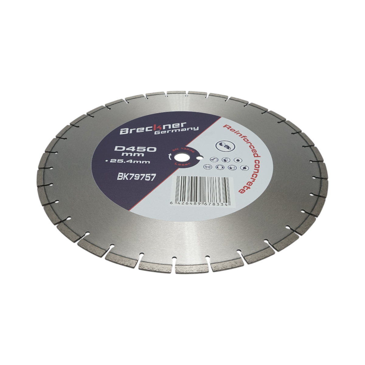 Disc diamantat segmentat 450x25.4mm, segment 10mm pentru beton armat, pavele, boltari, piatra dura Breckner Germany – imagine 3