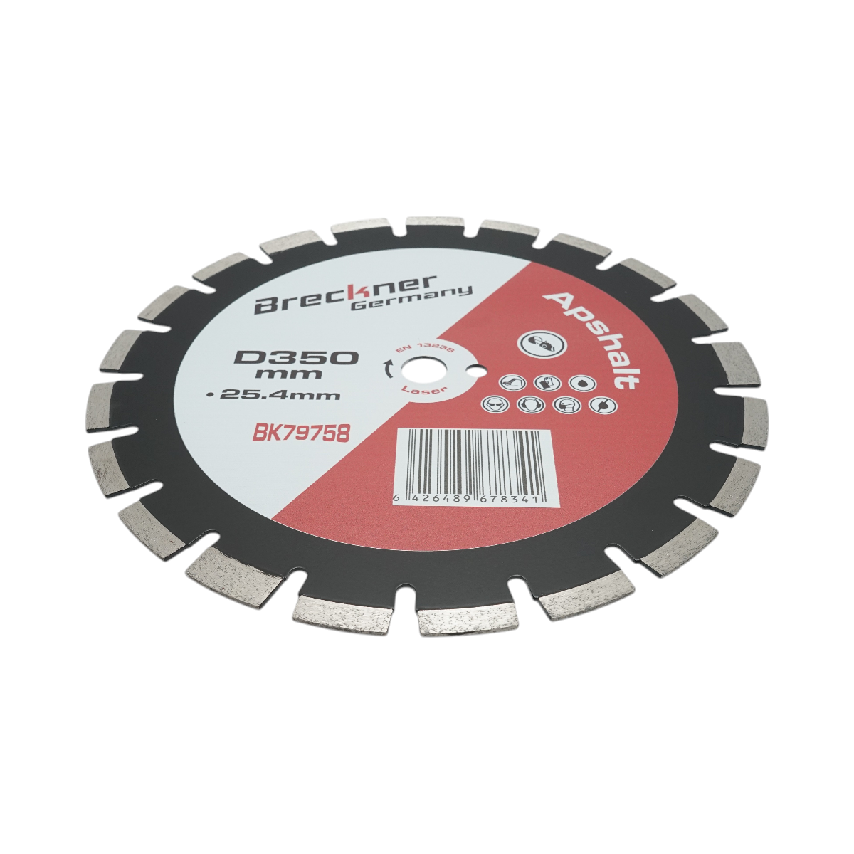 Disc diamantat segmentat 350x25.4mm, A40 segment 12mm pentru asfalt, beton proaspat Breckner Germany – imagine 3