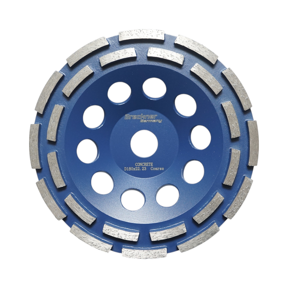 Disc diamantat segmentat tip cupa 180x22.23, dublu rand grosier, standard CONCRETE pentru slefuire beton, piatra, mozaic Breckner Germany
