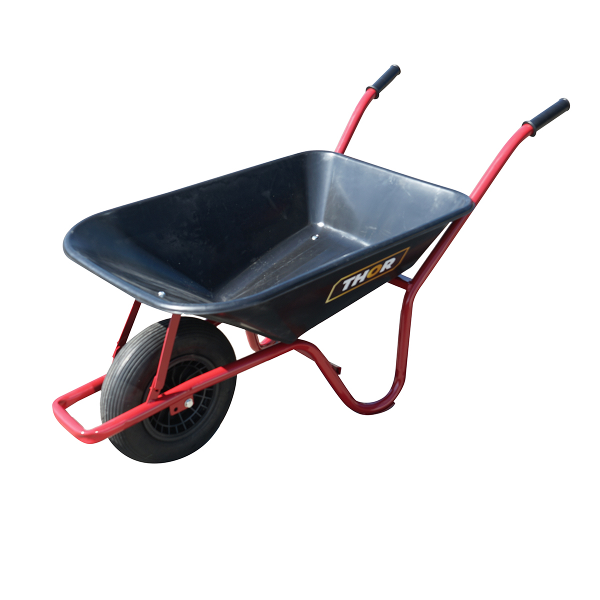 Roaba cuva plastic 80L cu roata pneumatica 400/8 si cadru metalic THOR