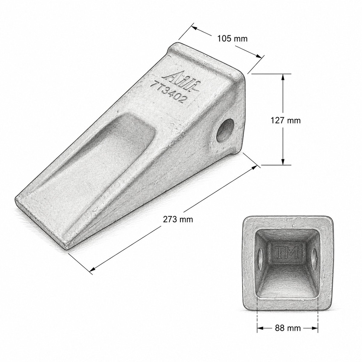 Dinte cupa excavator Caterpillar tip J400 cod OEM 7T3402 – imagine 4