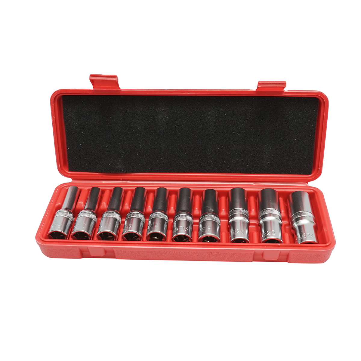 Trusa chei tubulare E-Torx E8-E24, patrat 1/2 inch 10 piese