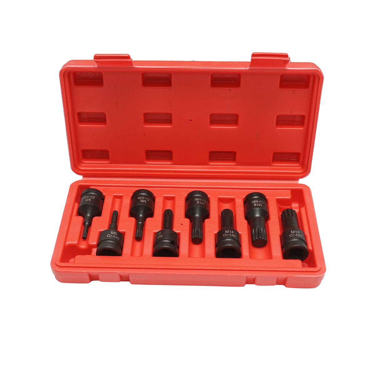 Trusa chei tubulare de impact biti spline M5-M18, patrat 1/2 inch 8 piese