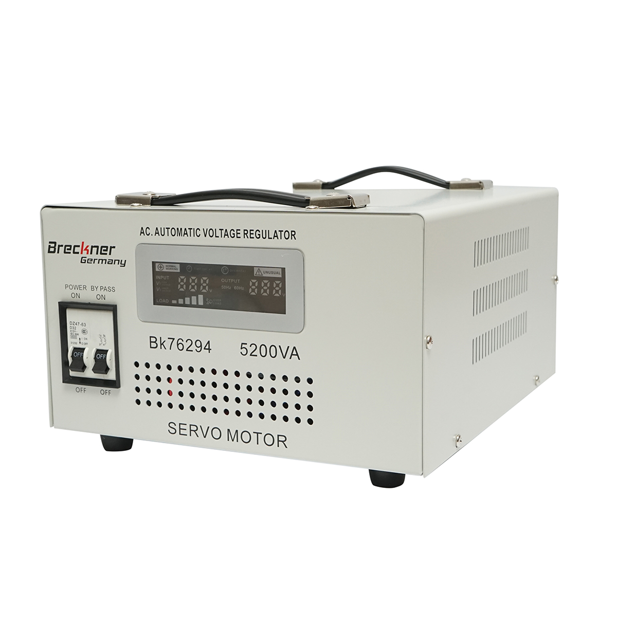 Stabilizator automat de tensiune 5200VA cu servomotor monofazat, 2 prize schuko 230V, afisaj LCD Breckner Germany – imagine 2