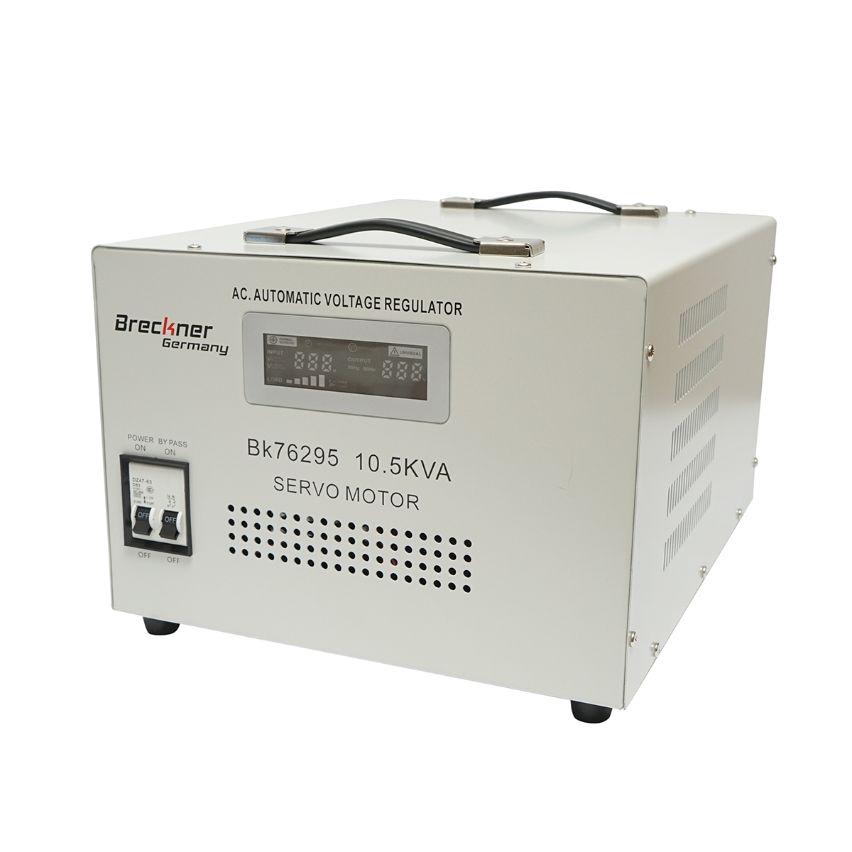 Stabilizator automat de tensiune 10.5KVA cu servomotor monofazat, 2 prize schuko 230V, afisaj LCD Breckner Germany – imagine 2