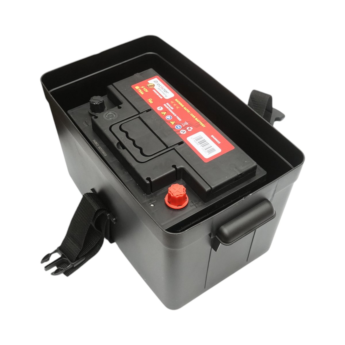 Cutie baterie auto 12V cu voltmetru DC 6-36V, afisaj LCD, intrerupator cirucit 16A, siguranta 30A, 2 prize bricheta, 2xUSB 340x195x200mm – imagine 6