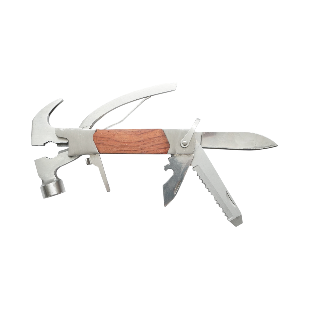 Cleste multifunctional pliabil 8 in 1 din otel inoxidabil cu maner din lemn 210mm