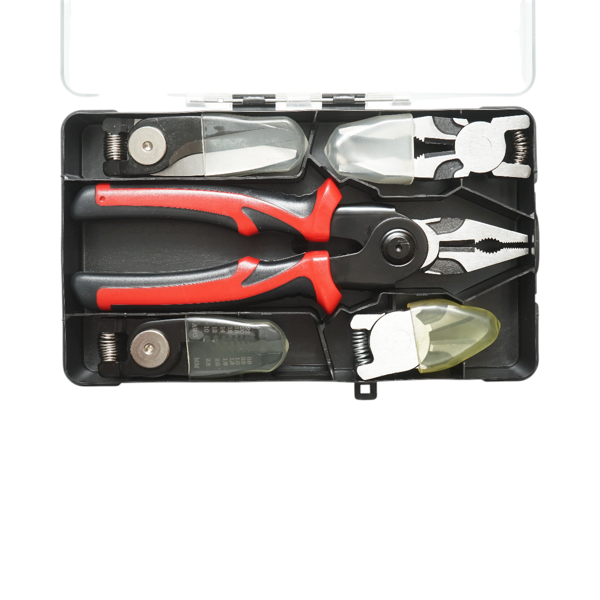 Set cleste patent multifunctional 5 in 1 cu foarfeca, taiere, sertizare, sfic, dezizolare cabluri – imagine 4