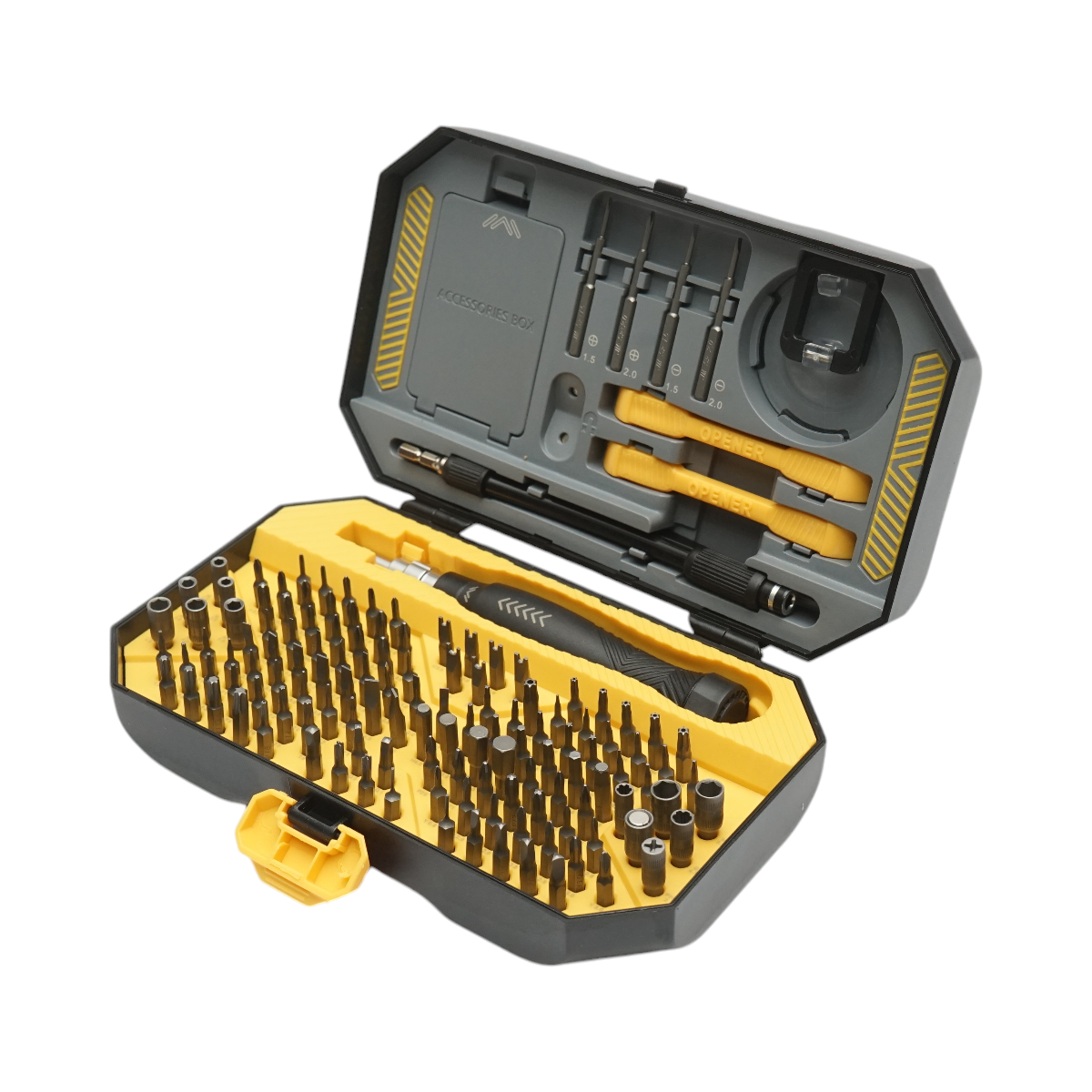 Trusa surubelnita de precizie profesionala cu biti torx, hex, cruce pentru electronice 145 piese Cr-V – imagine 2