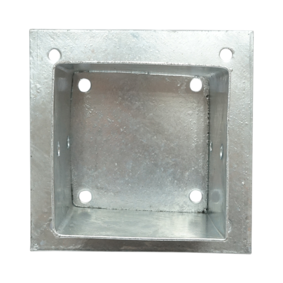 Suport stalp patrat aplicat 121x121x150mm, grosime 2mm, otel zincat – imagine 3