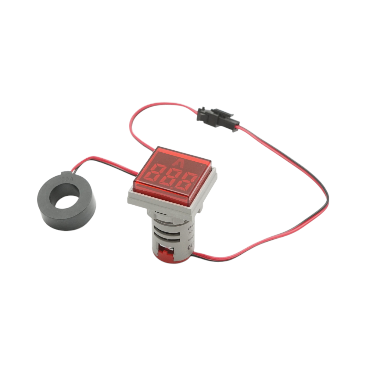 Indicator digital ampermetru LED rosu 0-100A, 220V/380V Ø 22mm Breckner Germany