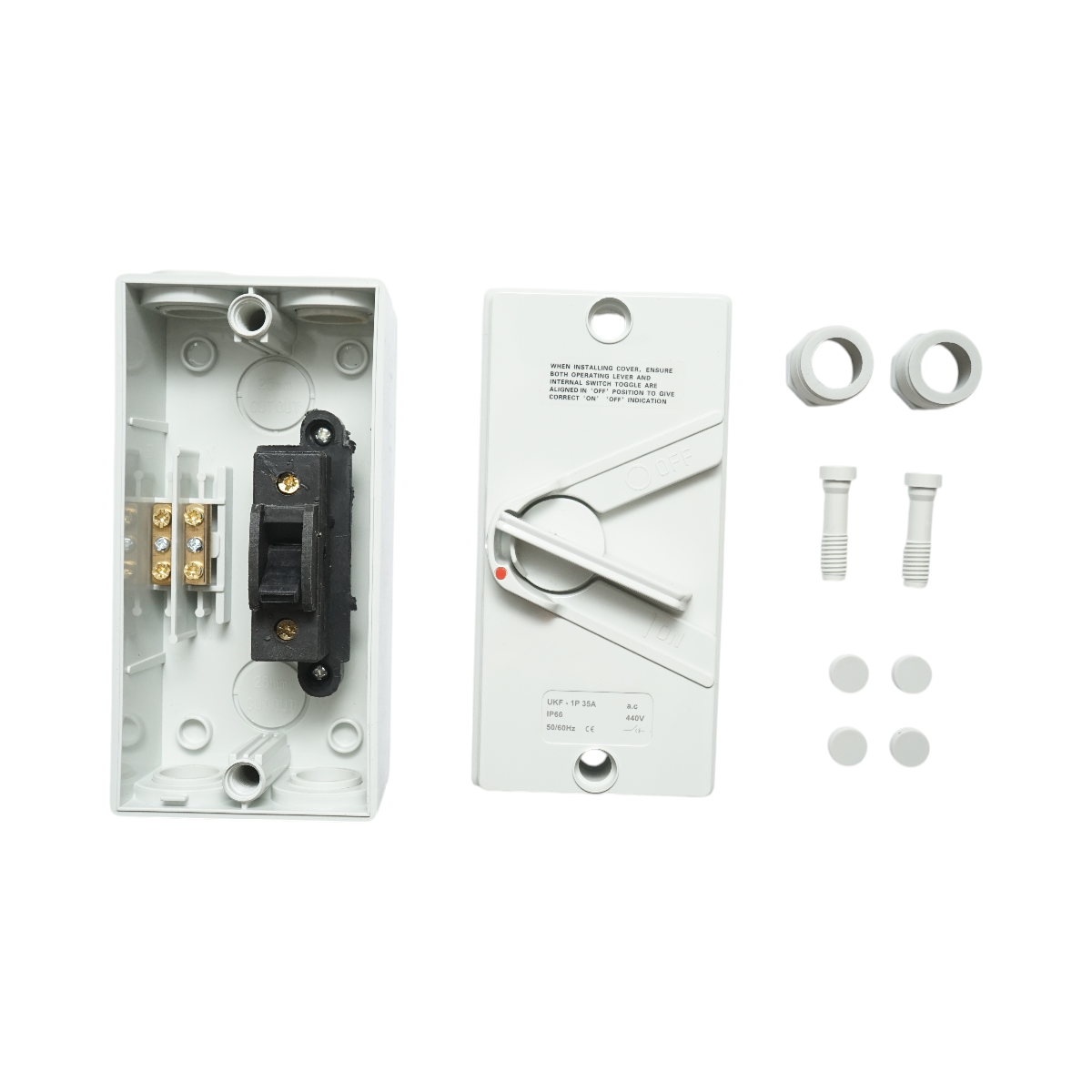 Intrerupator izolator 1P, 440V AC, 35A ON/OFF cu protectie IP66 – imagine 5