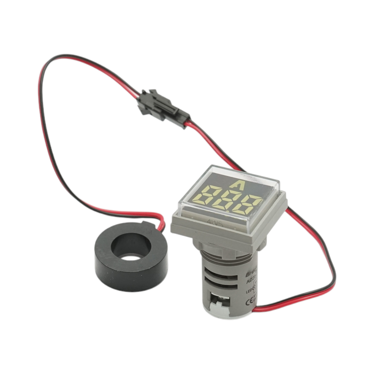 Indicator digital ampermetru LED alb 0-100A, 220V/380V Ø 22mm Breckner Germany