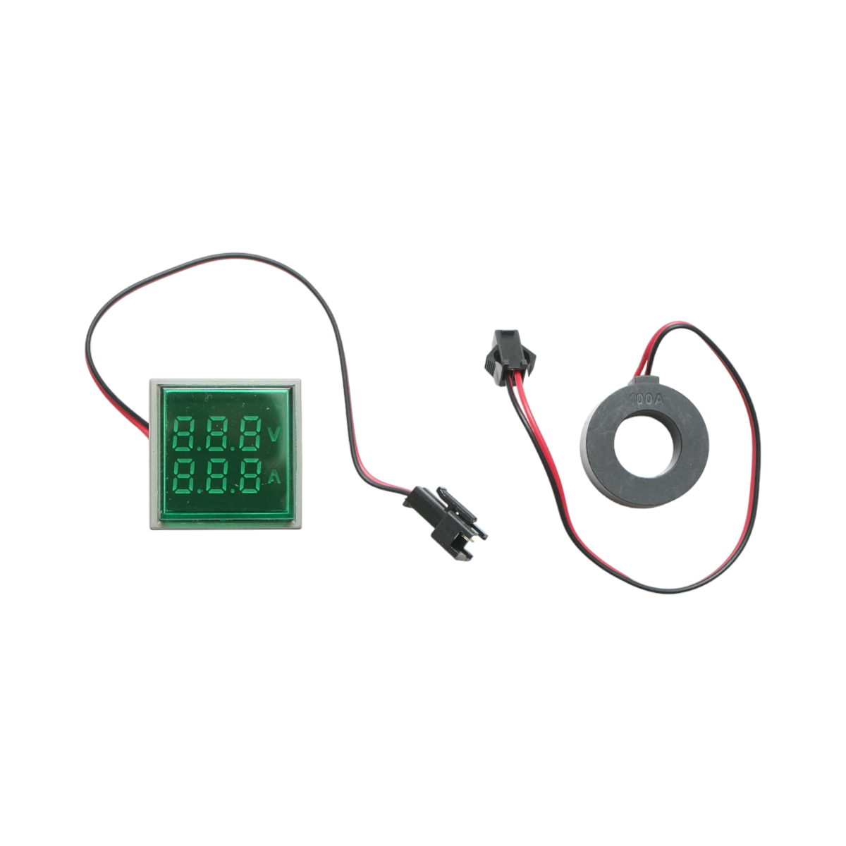 Indicator digital ampermetru si voltmetru LED alb 0-100A/50-500V AC Ø 22mm Breckner Germany – imagine 2