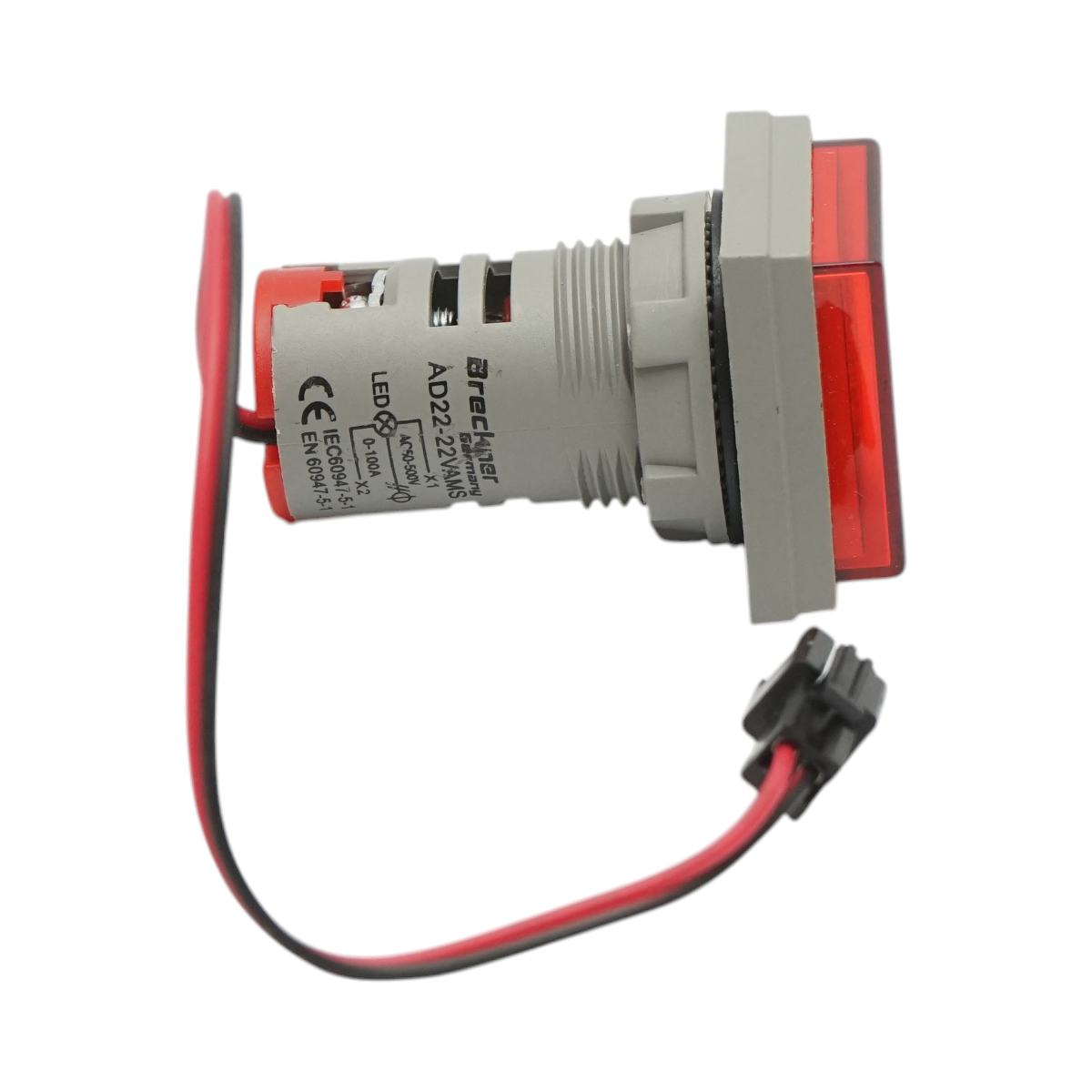 Indicator digital ampermetru si voltmetru LED rosu 0-100A/50-500V AC Ø 22mm Breckner Germany – imagine 3