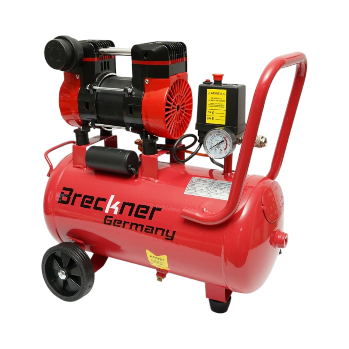 Compresor aer 24L, motor 2 cilindri 1kW/1.3CP, presiune maxima 8 bar, volum aer aspirat 130 L/min Breckner Germany