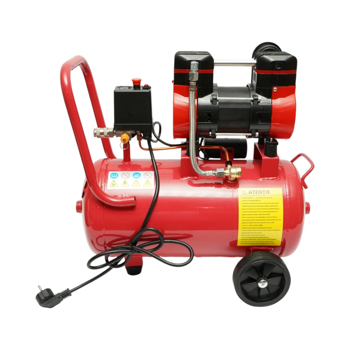 Compresor aer 24L, motor 2 cilindri 1kW/1.3CP, presiune maxima 8 bar, volum aer aspirat 130 L/min Breckner Germany – imagine 4