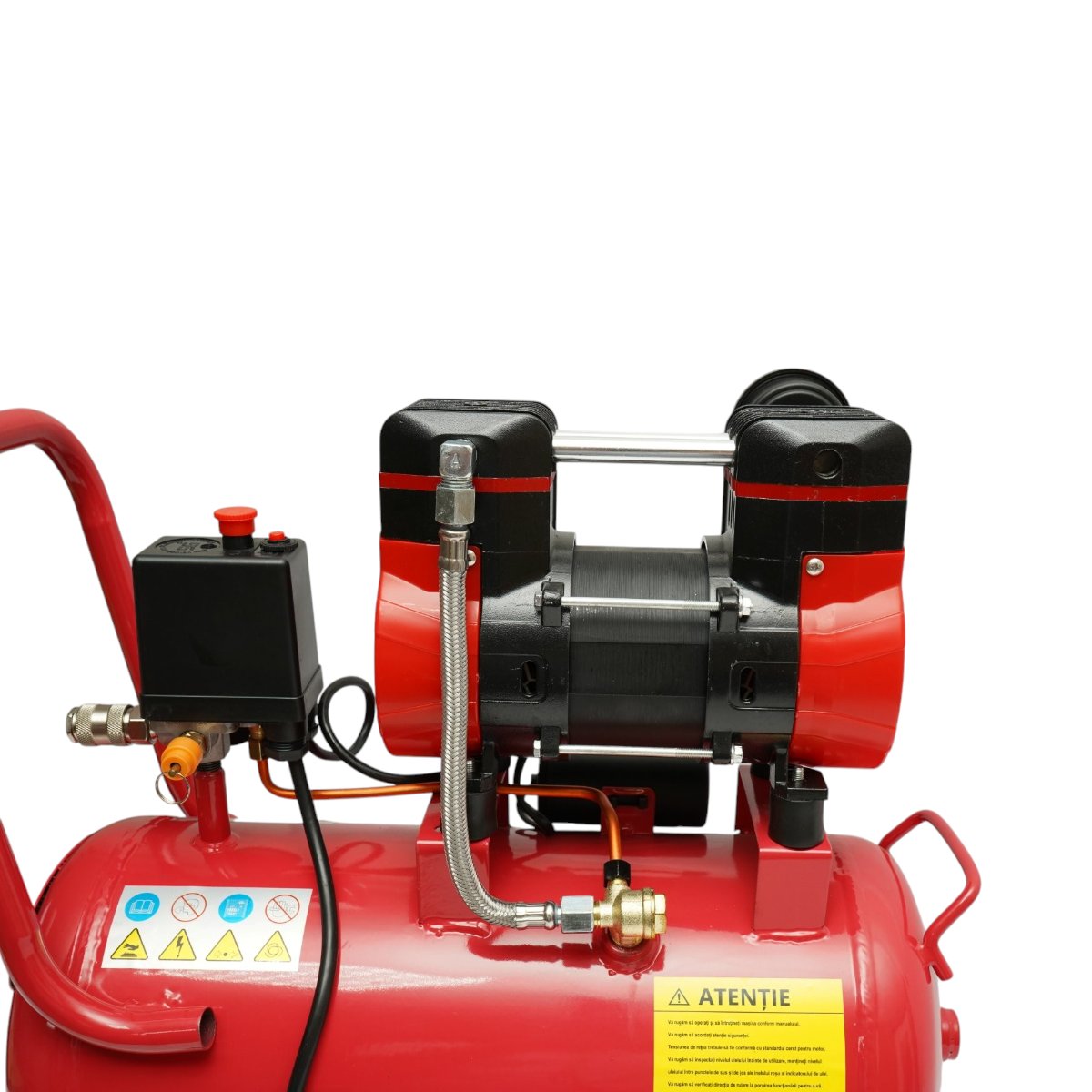 Compresor aer 24L, motor 2 cilindri 1kW/1.3CP, presiune maxima 8 bar, volum aer aspirat 130 L/min Breckner Germany – imagine 9