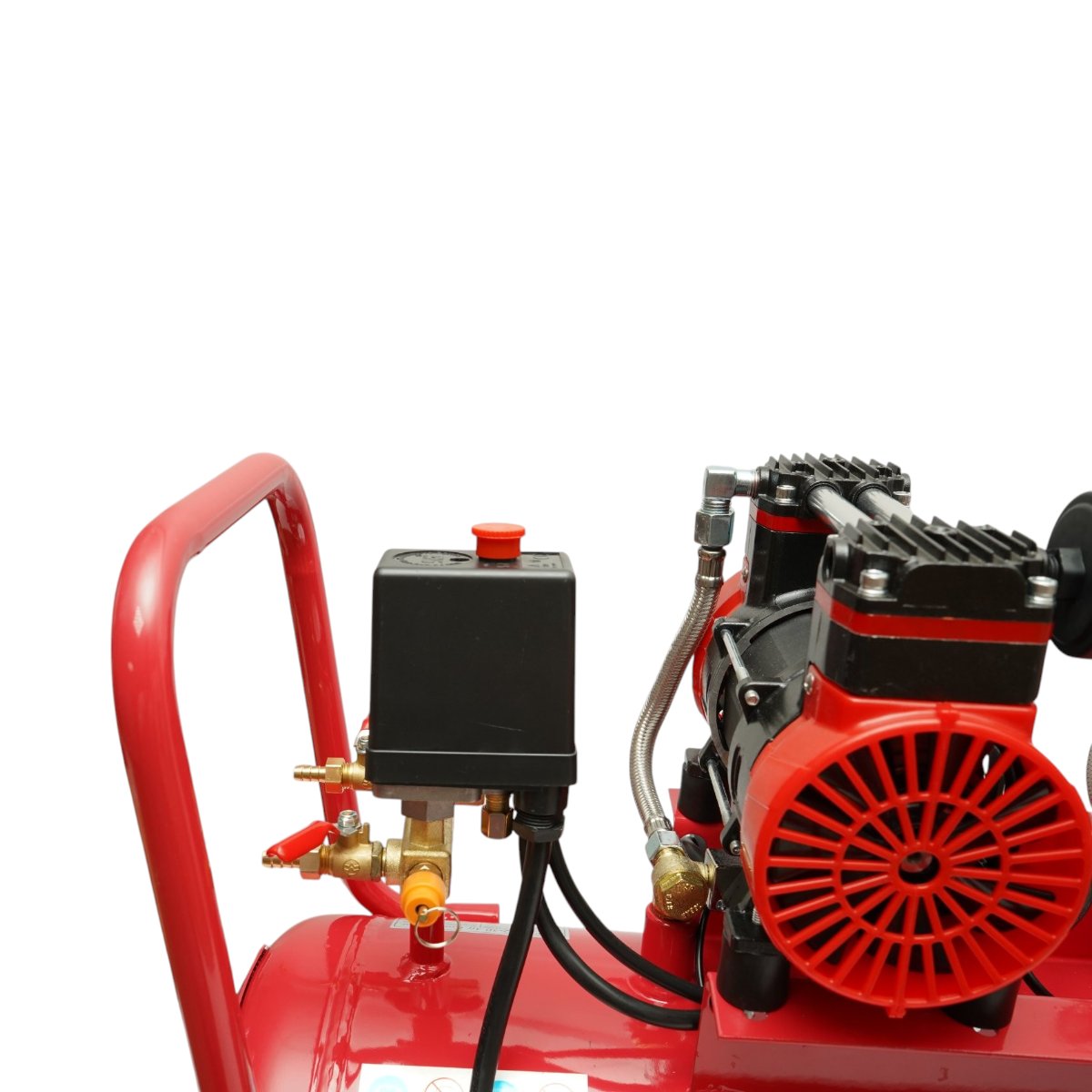 Compresor aer 50L fara ulei silentios, 2 motoare 4 cilindri 1.5kW/2CP, presiune maxima 8 bar, volum aer aspirat 250L/min – imagine 11