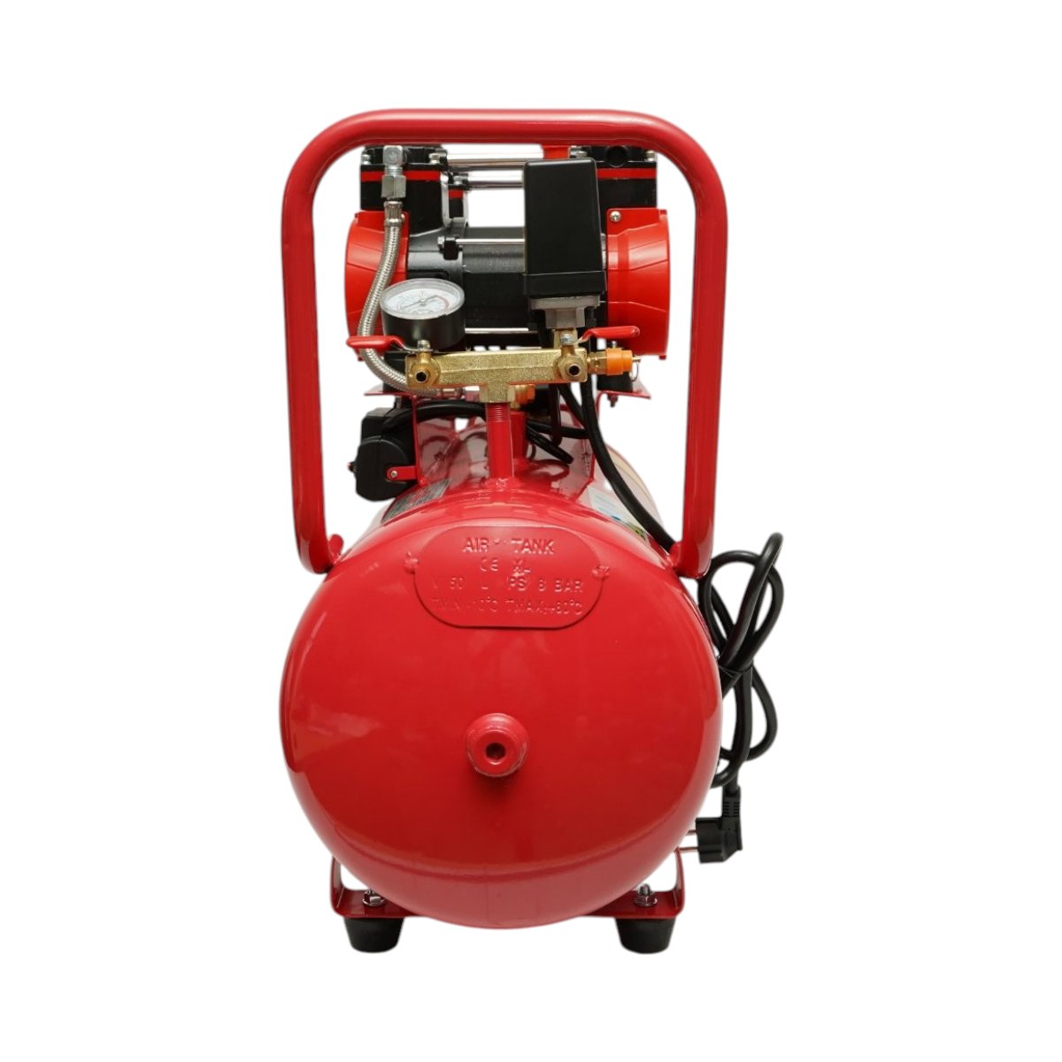 Compresor aer 50L fara ulei silentios, 2 motoare 4 cilindri 1.5kW/2CP, presiune maxima 8 bar, volum aer aspirat 250L/min – imagine 7