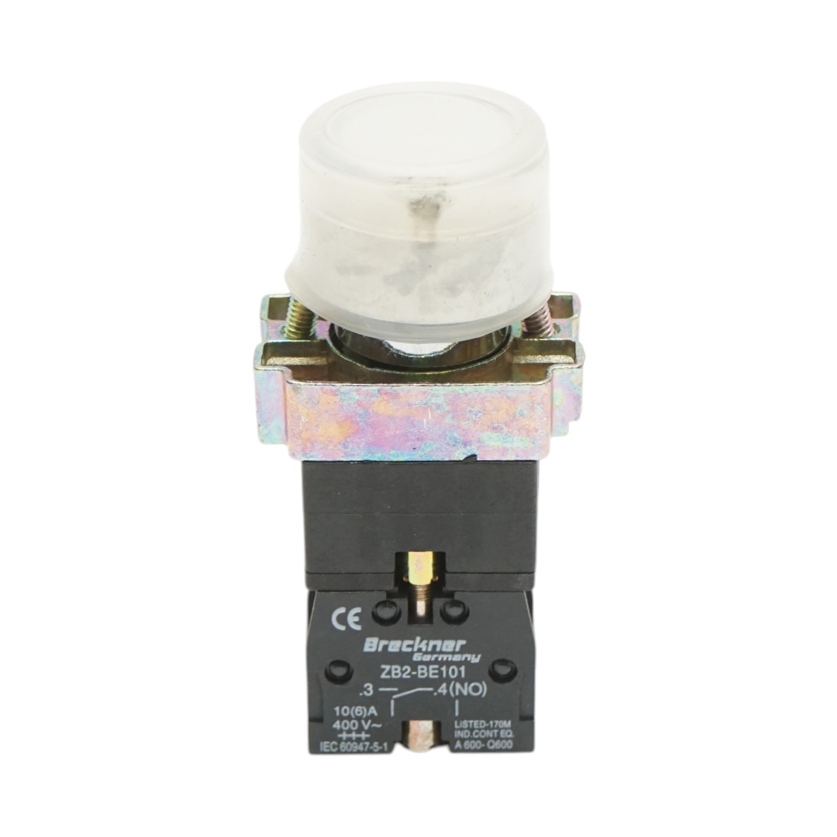 Buton indicator LED alb cu protectie 1NC, 400V/10A, LAY5 Breckner Germany