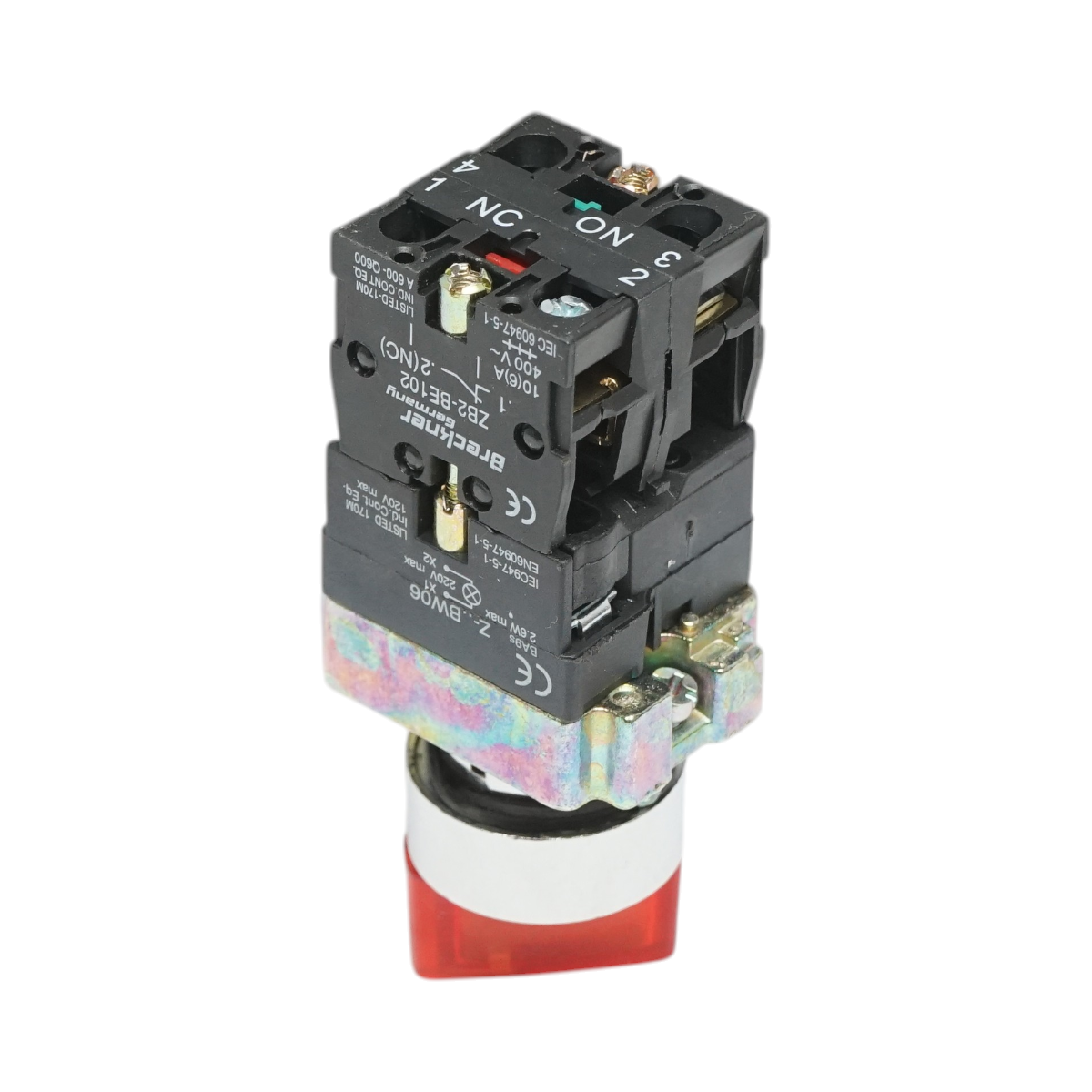 Selector 2 pozitii si indicator semnalizare LED rosu 1NO+1NC, 220V, LAY5 Breckner Germany – imagine 4