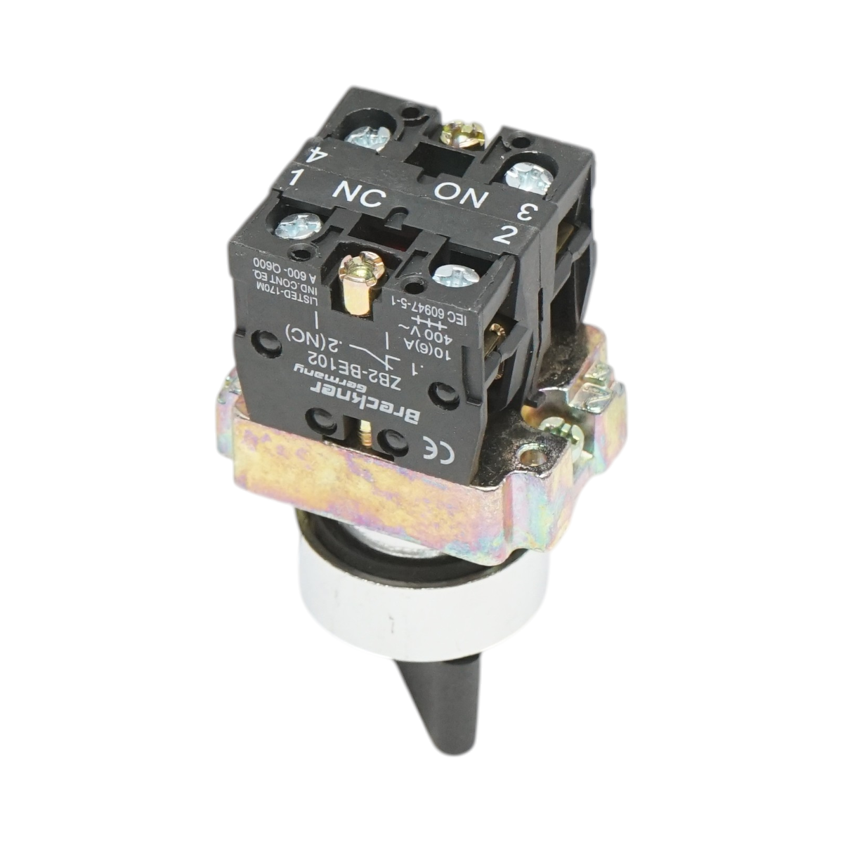 Selector 2 pozitii negru cu revenire 1NO+1NC, 400V/10A, LAY5-BD45 Breckner Germany – imagine 4