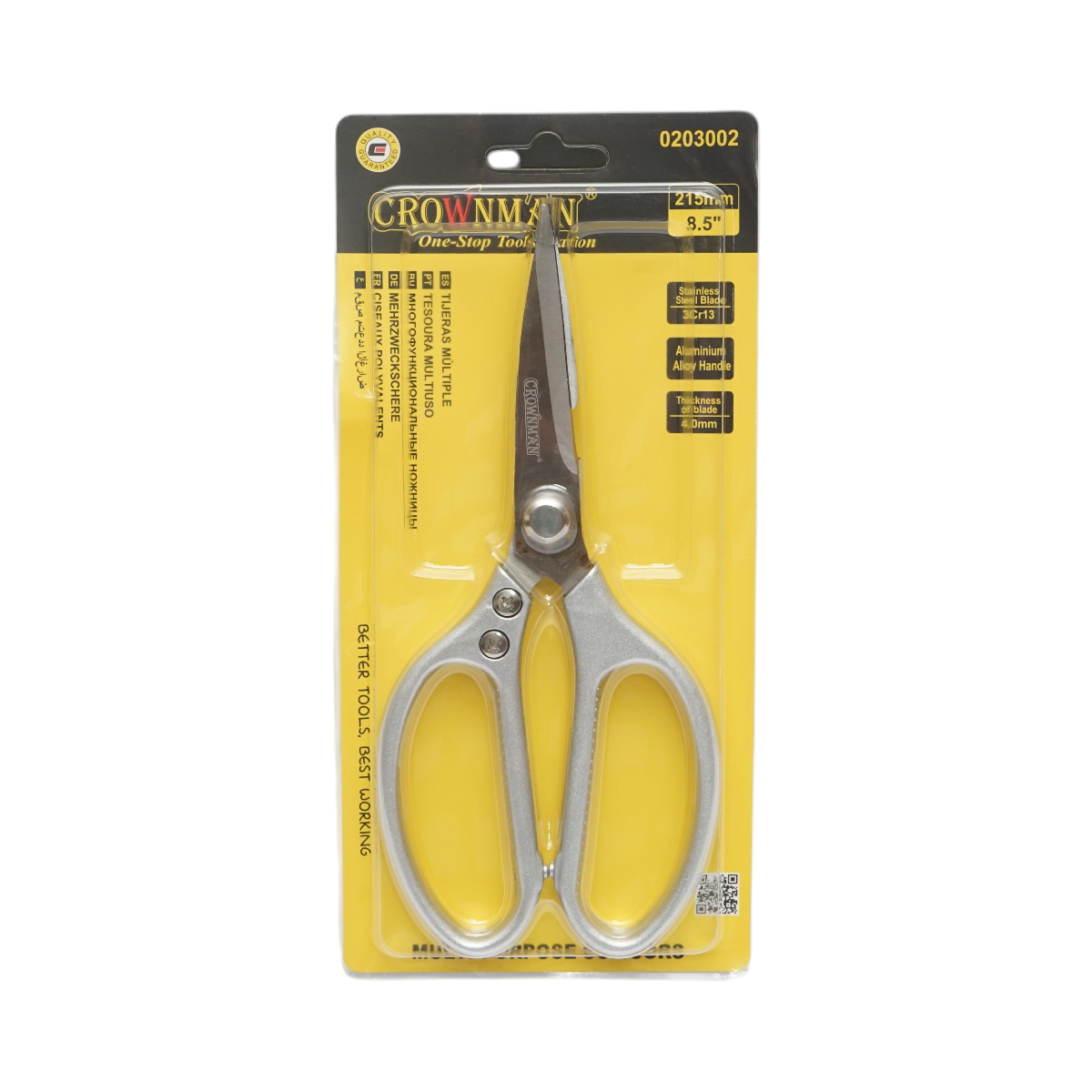Foarfeca universala 215mm otel inoxidabil, maner ergonomic din aluminiu Crownman – imagine 3