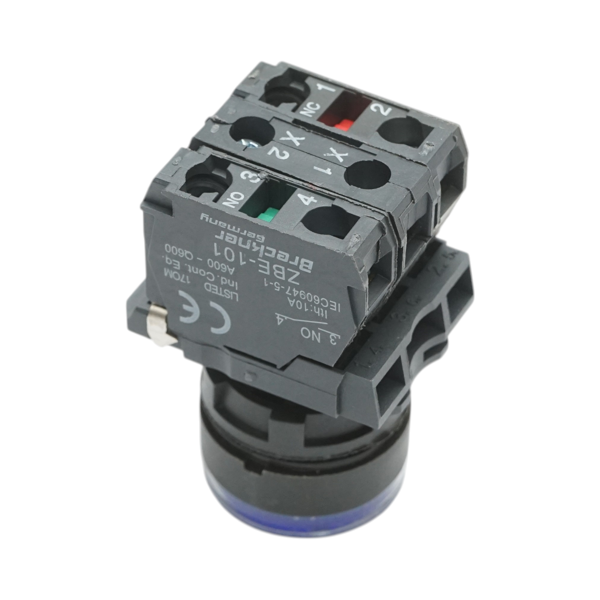 Buton comanda cu revenire si semnalizare LED albastru 1NO+1NC, 220V/10A, TB5 Breckner Germany – imagine 4