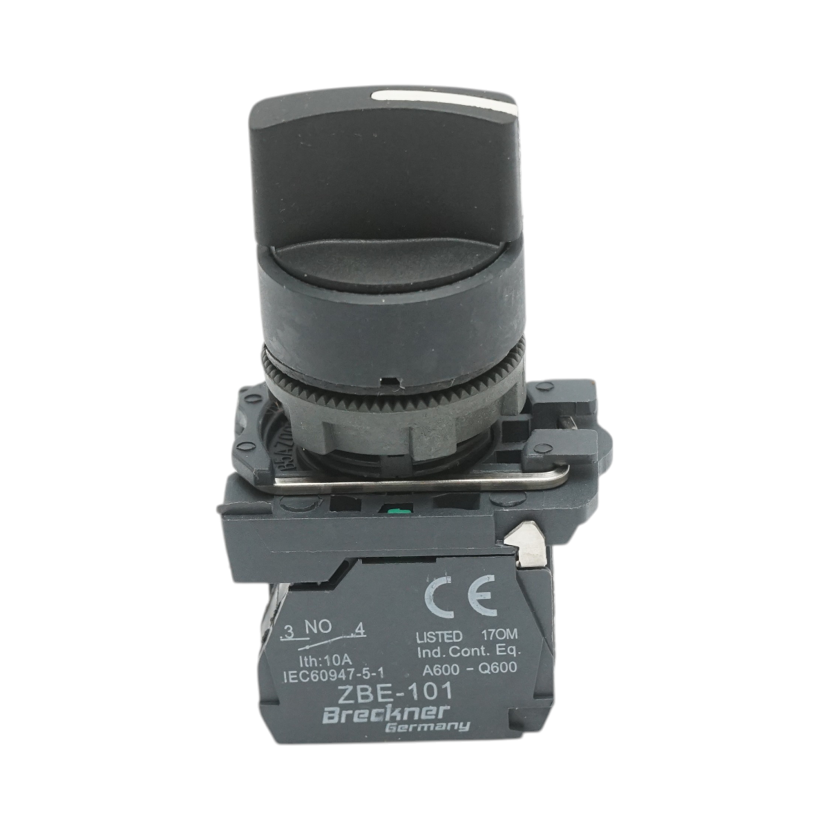 Selector 3 pozitii cu revenire negru 1NO+1NC, 24V/10A, TB5 Breckner Germany