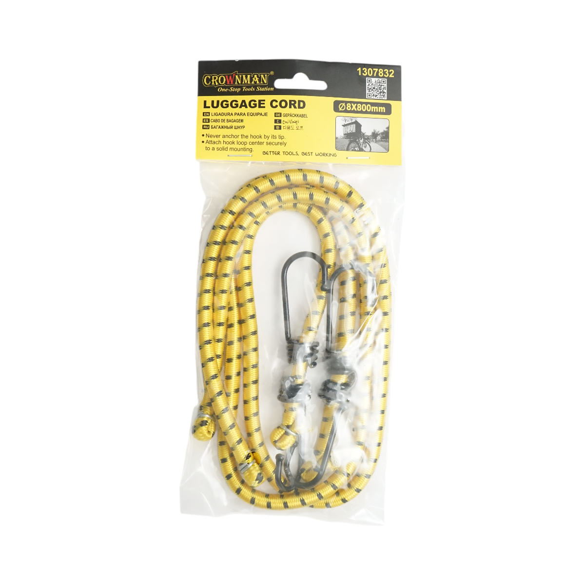 Set 2 corzi elastice cu carlige 8x800mm pentru ancorare marfa Crownman – imagine 2