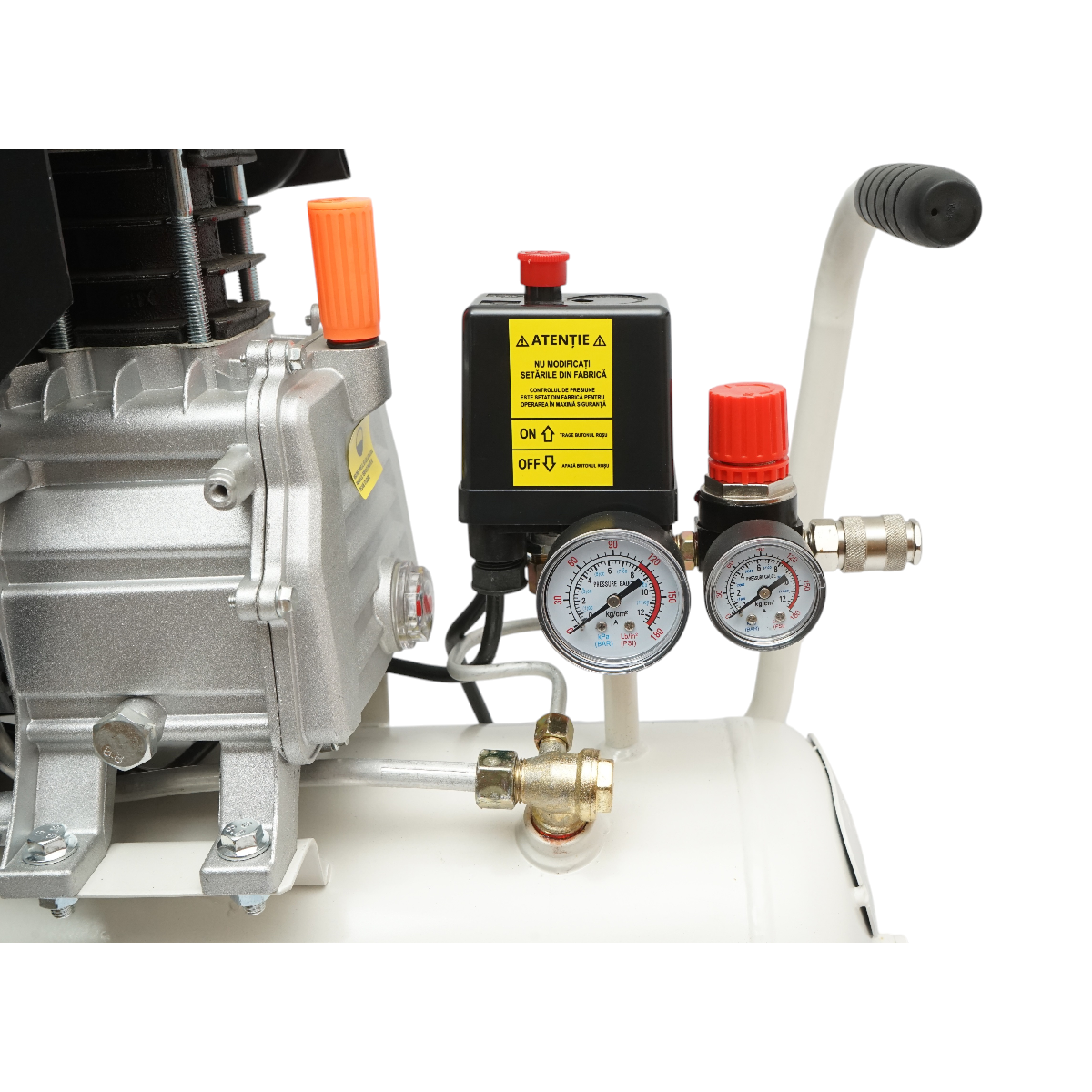 Compresor aer 24L, putere motor 1.5KW/2CP, presiune maxima 8 bar, volum aer aspirat 184 L/min Breckner Germany – imagine 6