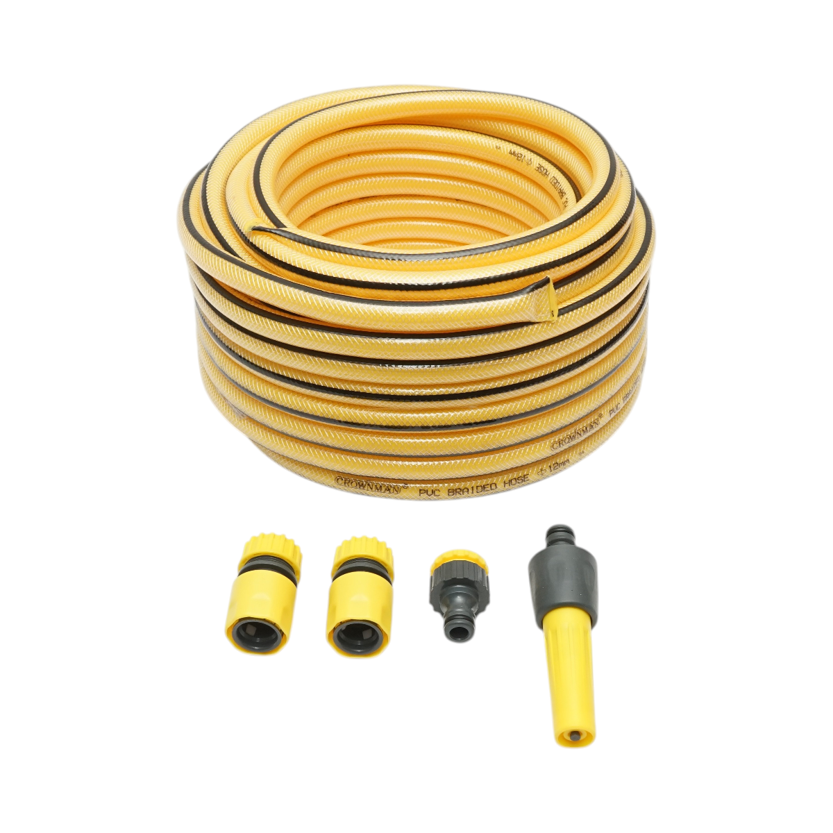 Set furtun gradina PVC impletit 1/2, rola 22.5m cu duza stropit, set conectori si adaptor Crownman