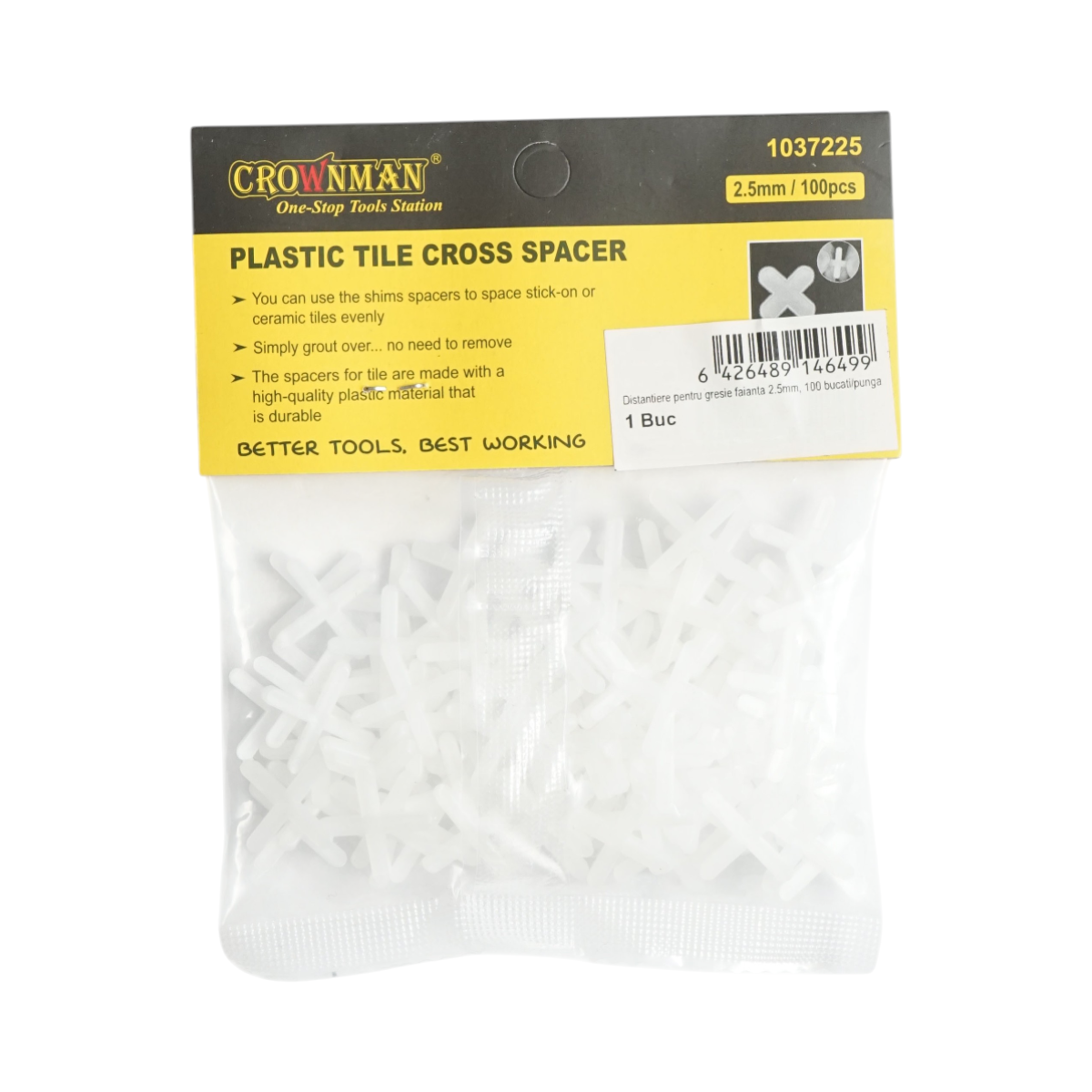 Distantiere gresie si faianta 2.5mm 100 buc/set Crownman