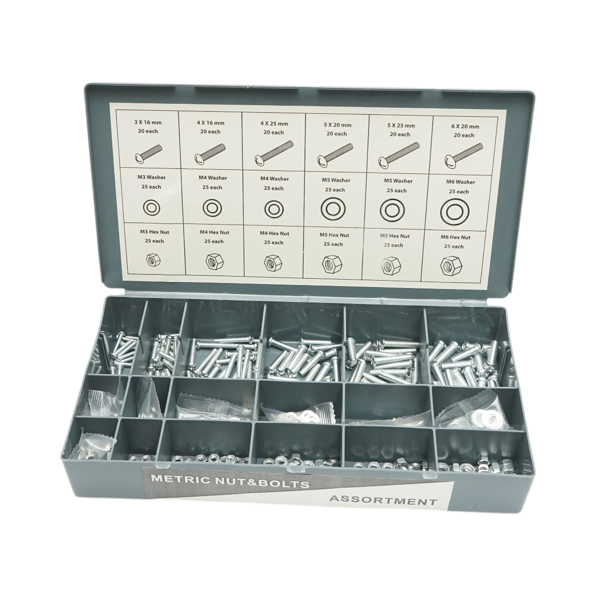 Trusa suruburi pentru lemn, metrice, inch cu piulite si saibe 1200 piese – imagine 5