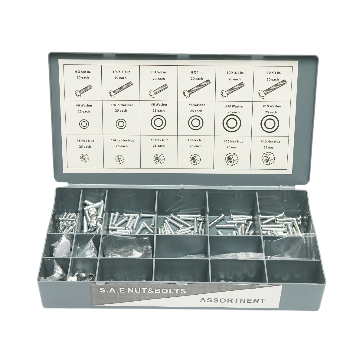 Trusa suruburi pentru lemn, metrice, inch cu piulite si saibe 1200 piese – imagine 6