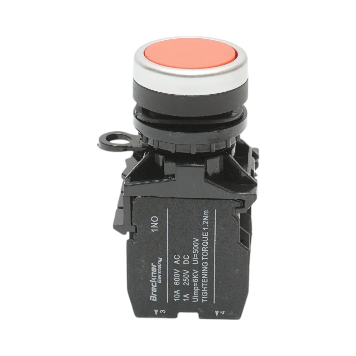 Buton comanda cu revenire rosu 1NO+1NC, 10A/600V AC, 1A/250V DC LA42 Breckner Germany